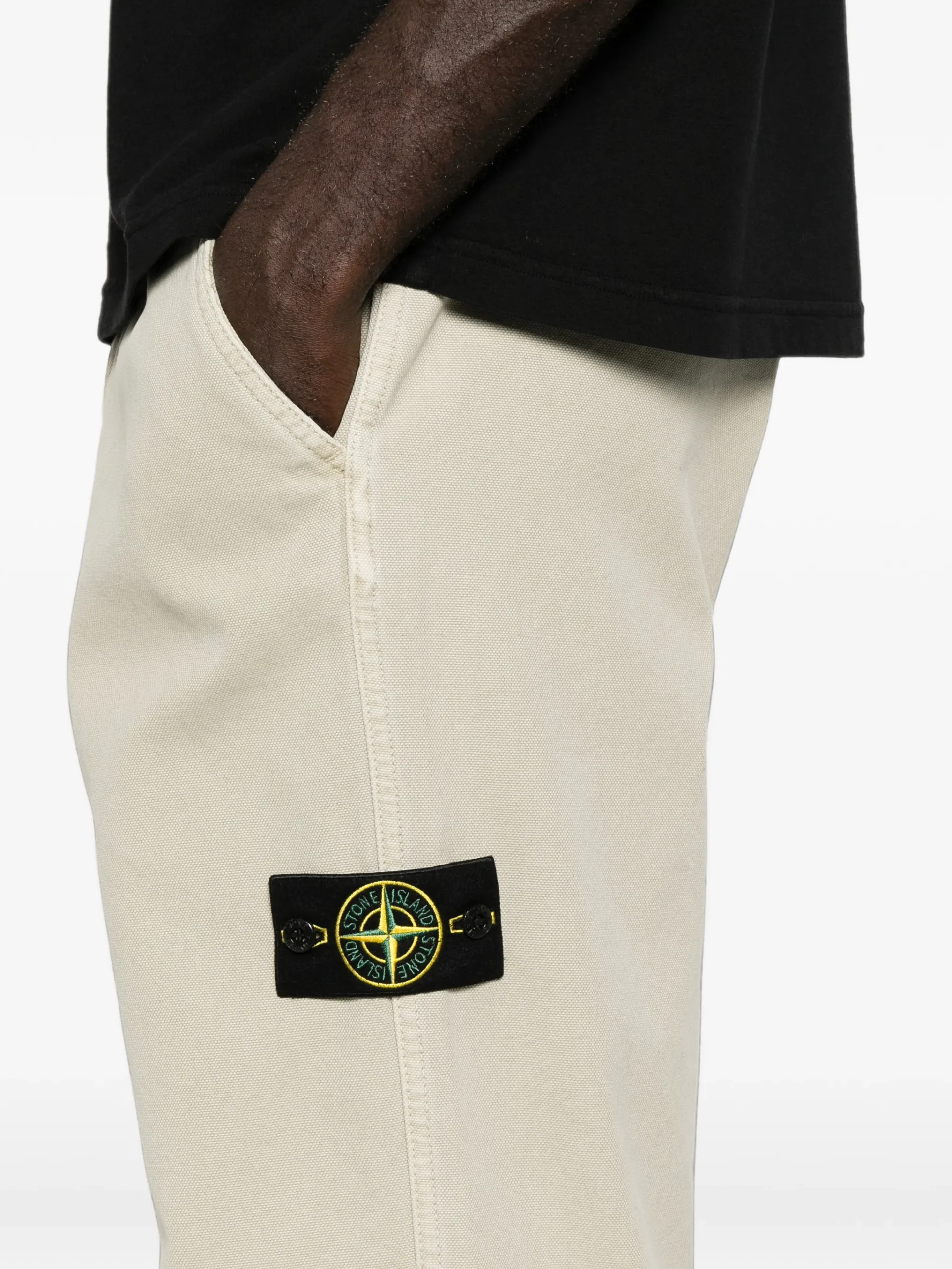 Pantaloni Stone Island Logo-Patch Straight-Leg bej - imagine 5