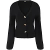 Pulover Cult Gaia Jos V-neck Button negru