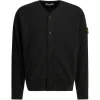 Pulover Stone Island Logo-Patch Button-Up negru