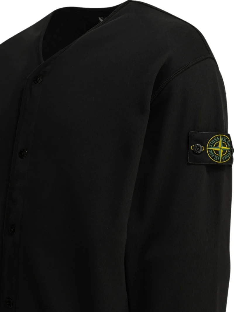 Pulover Stone Island Logo-Patch Button-Up negru - imagine 3