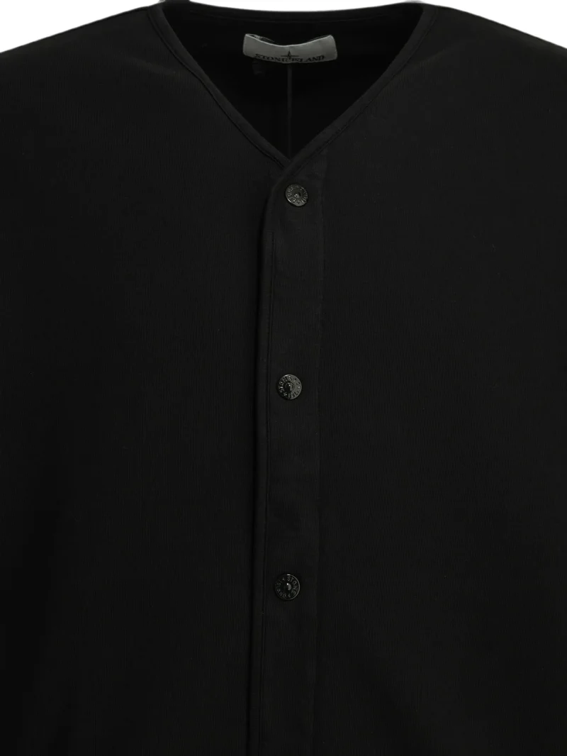 Pulover Stone Island Logo-Patch Button-Up negru - imagine 4
