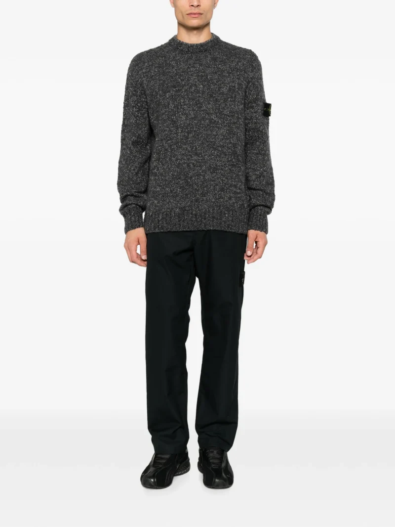 Pulover Stone Island Logo-Patch Marl-Knit gri - imagine 4