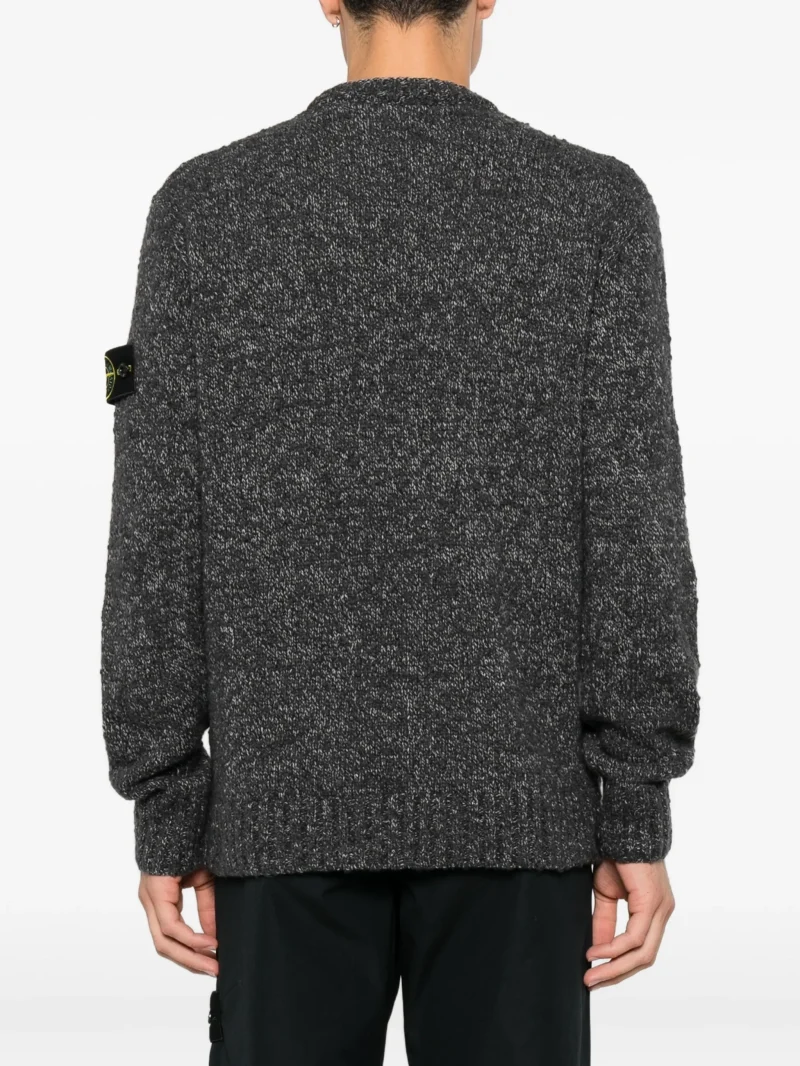 Pulover Stone Island Logo-Patch Marl-Knit gri - imagine 3