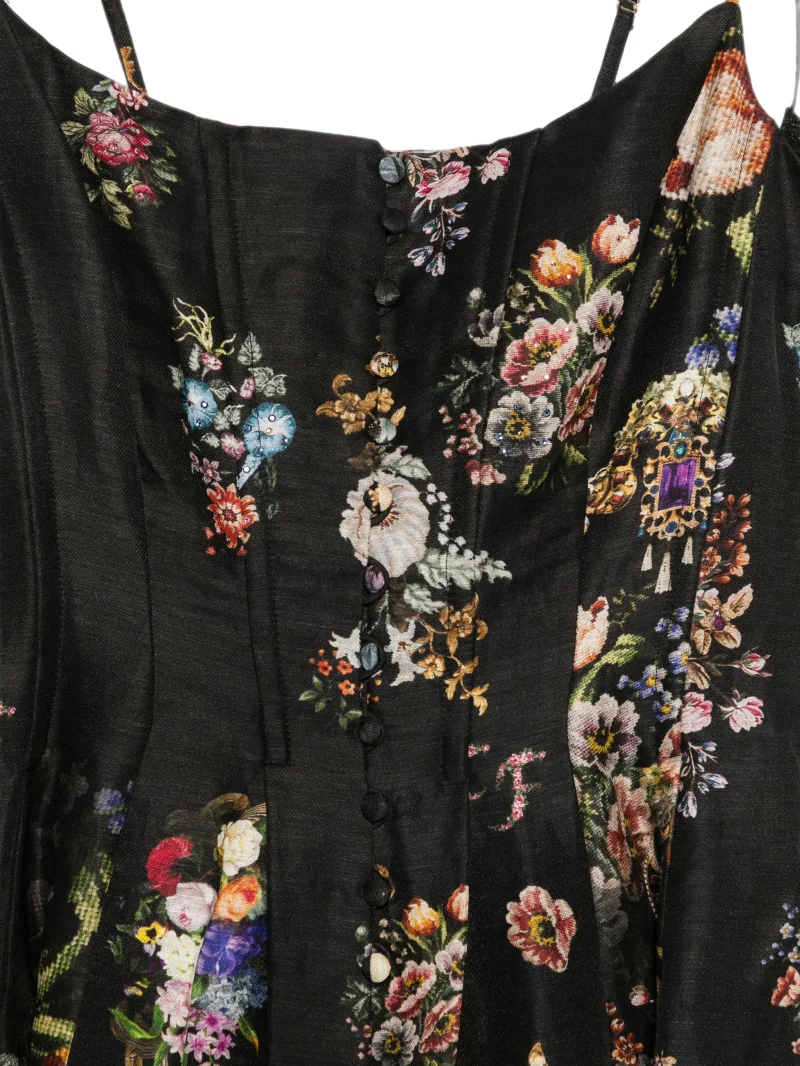 Rochie Camilla Floral-Print Crystal-Embellished negru - imagine 3