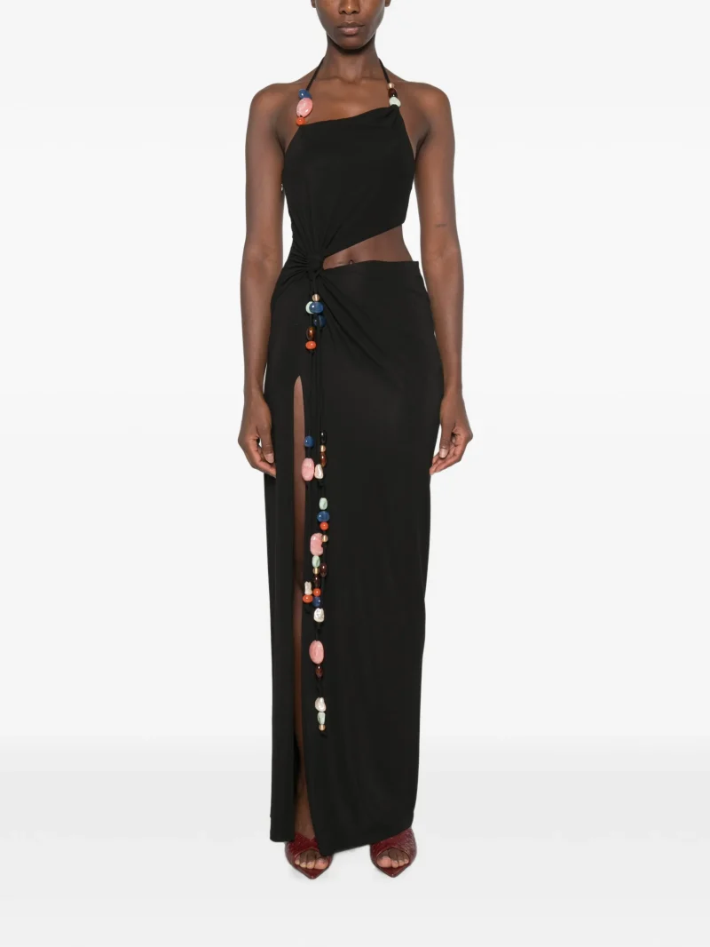 Rochie maxi Cult Gaia Macie Bead-Embellished Cut-Out negru - imagine 4