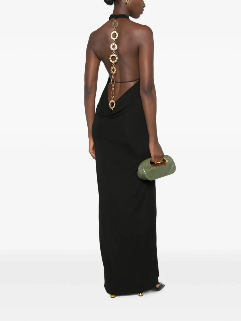 Alternative view of Rochie maxi Cult Gaia Sienna Halterneck Chain-Detail negru