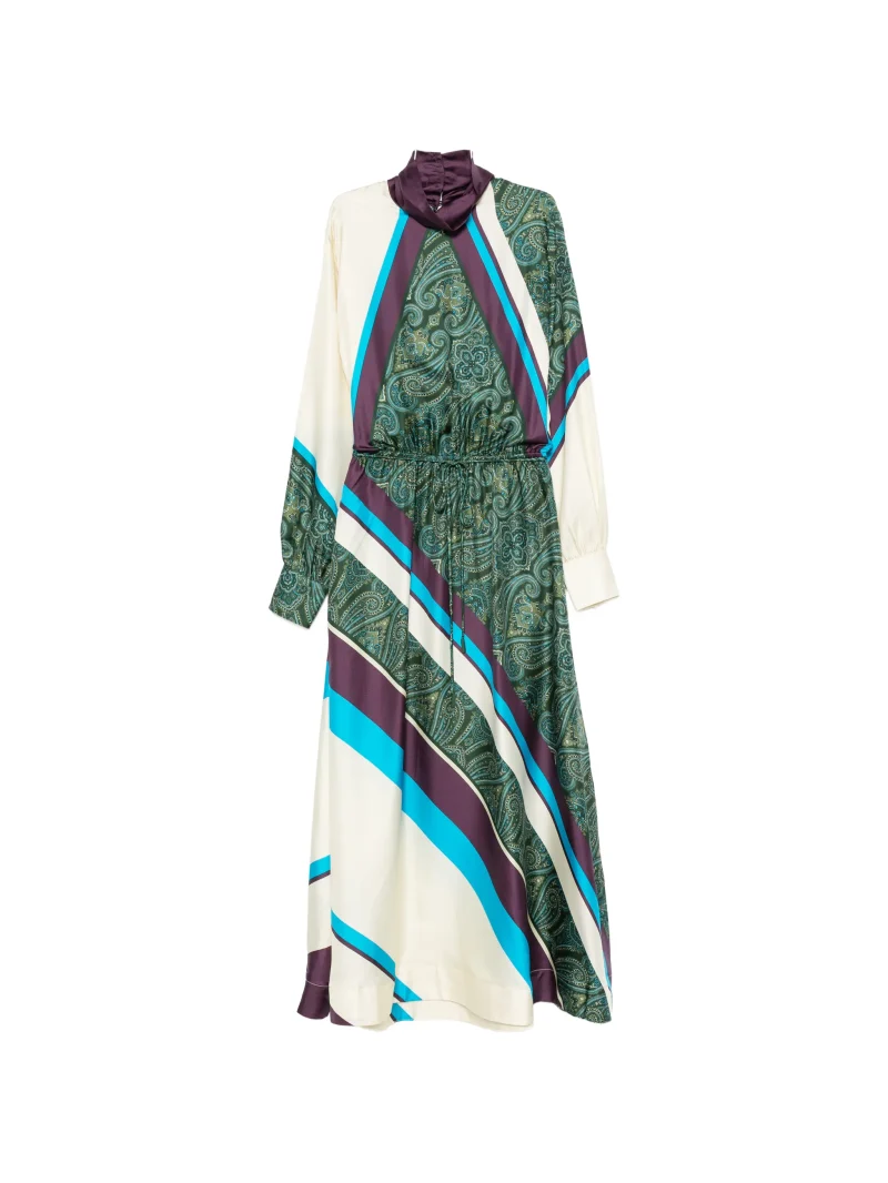 Rochie midi ALEMAIS Joni paisley-print striped verde