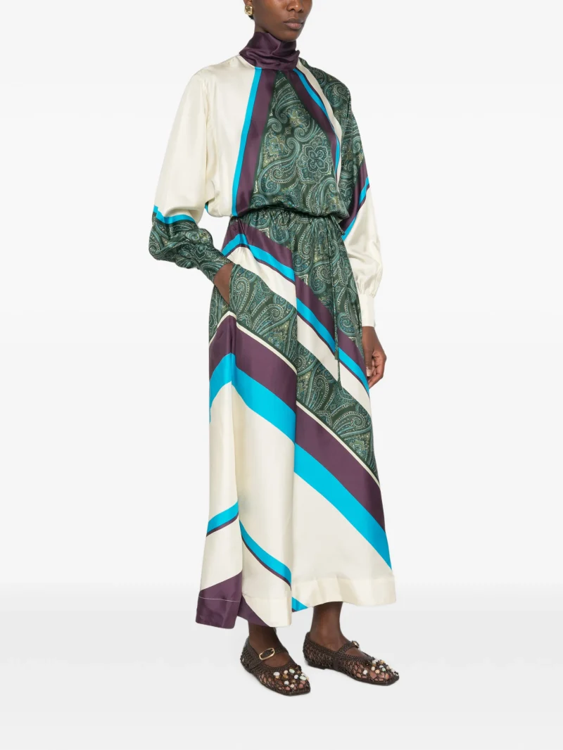 Alternative view of Rochie midi ALEMAIS Joni paisley-print striped verde