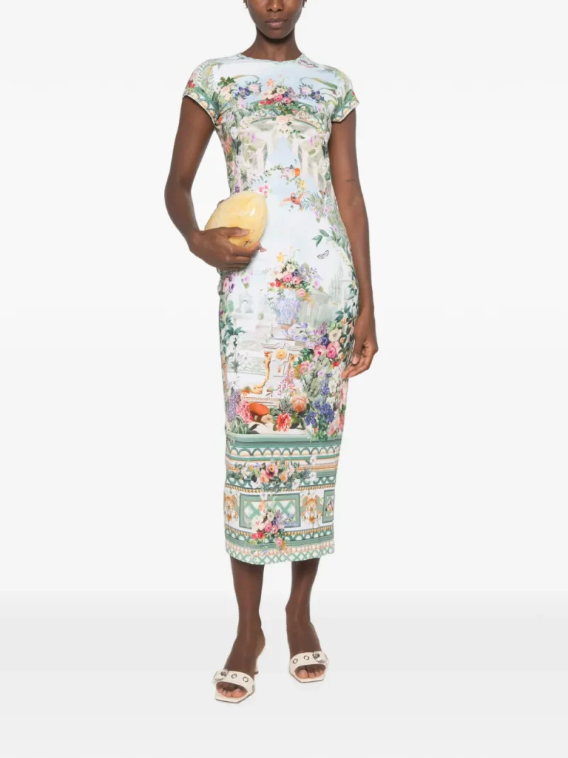 Rochie midi Camilla Floral-Print Rhinestone-Embellished multicolor - imagine 3
