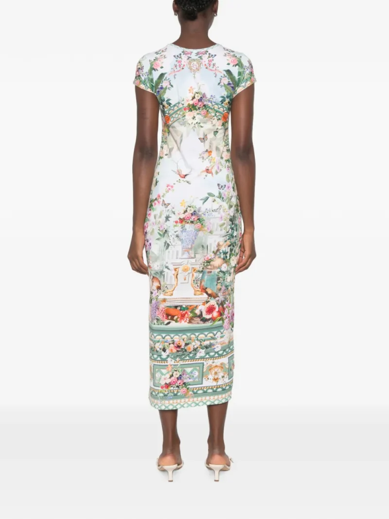 Alternative view of Rochie midi Camilla Floral-Print Rhinestone-Embellished multicolor