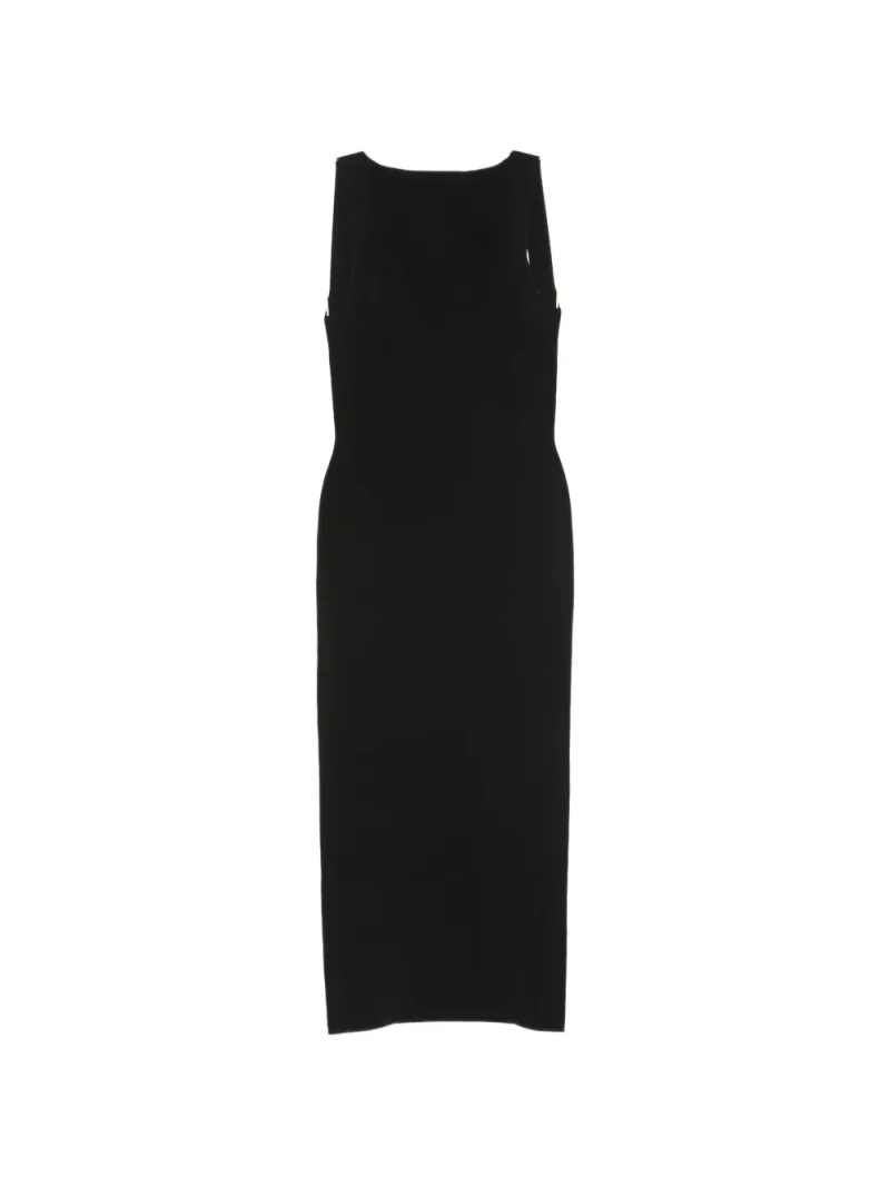 Rochie midi Cult Gaia Ava Open-Back Ribbed-Knit negru