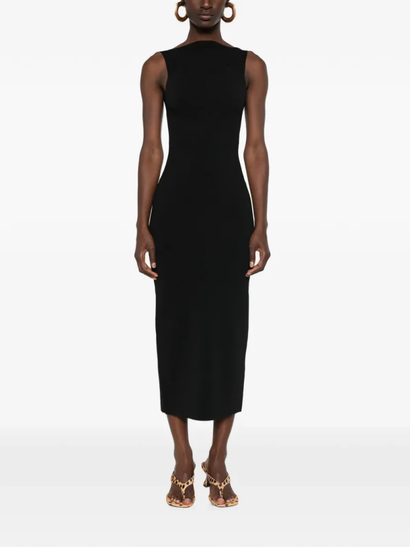 Rochie midi Cult Gaia Ava Open-Back Ribbed-Knit negru - imagine 4