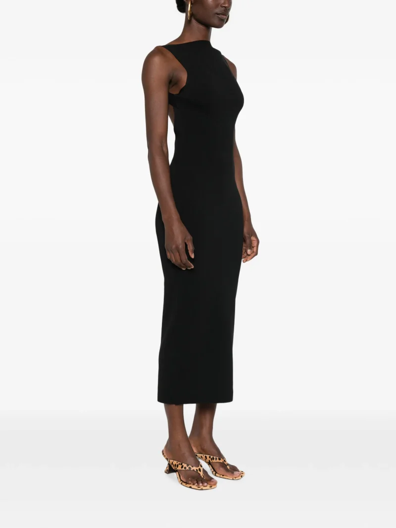 Rochie midi Cult Gaia Ava Open-Back Ribbed-Knit negru - imagine 3