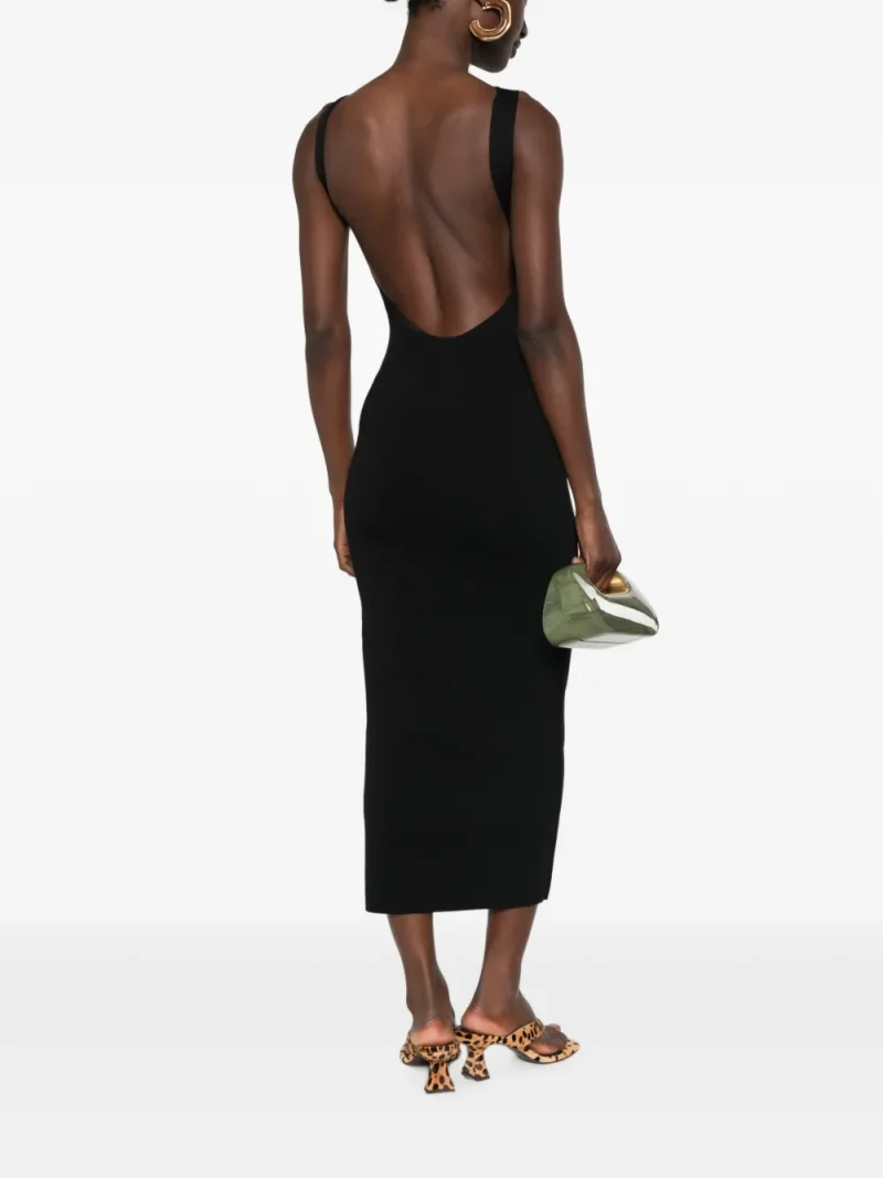 Alternative view of Rochie midi Cult Gaia Ava Open-Back Ribbed-Knit negru