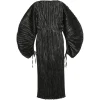 Rochie midi Cult Gaia Freda Plisse-Effect Balloon-Sleeve negru