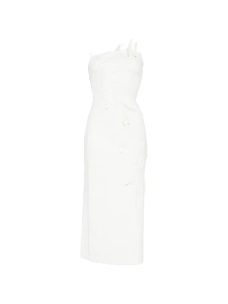 Rochie midi Cult Gaia Jilly Floral-Applique One-Shoulder alb