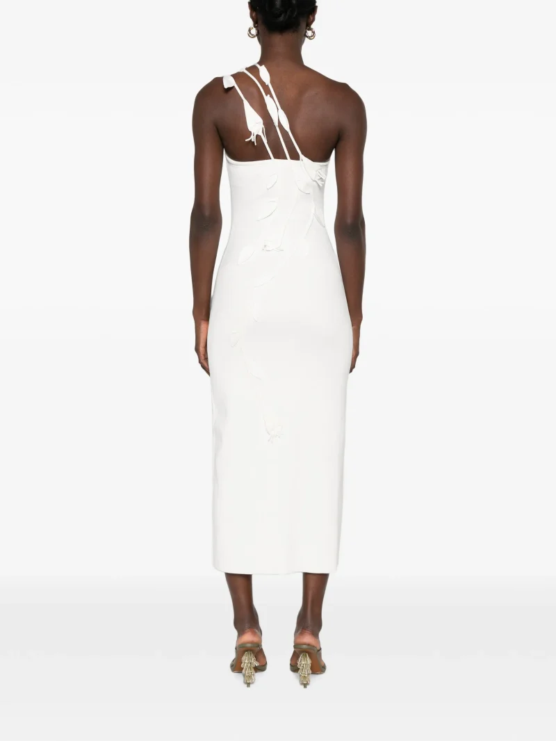 Alternative view of Rochie midi Cult Gaia Jilly Floral-Applique One-Shoulder alb