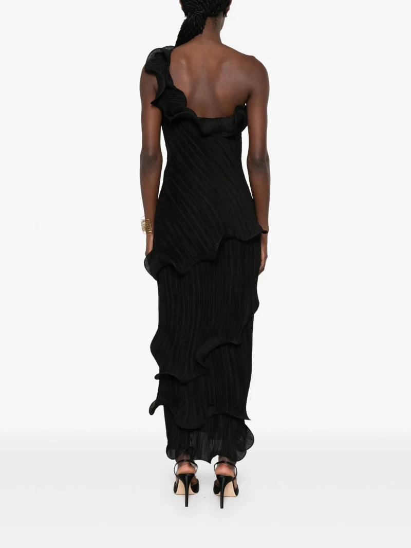 Alternative view of Rochie midi Cult Gaia One-Shoulder Plisse-Effect negru