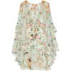 Rochie mini Camilla Floral-Print Ruffled verde