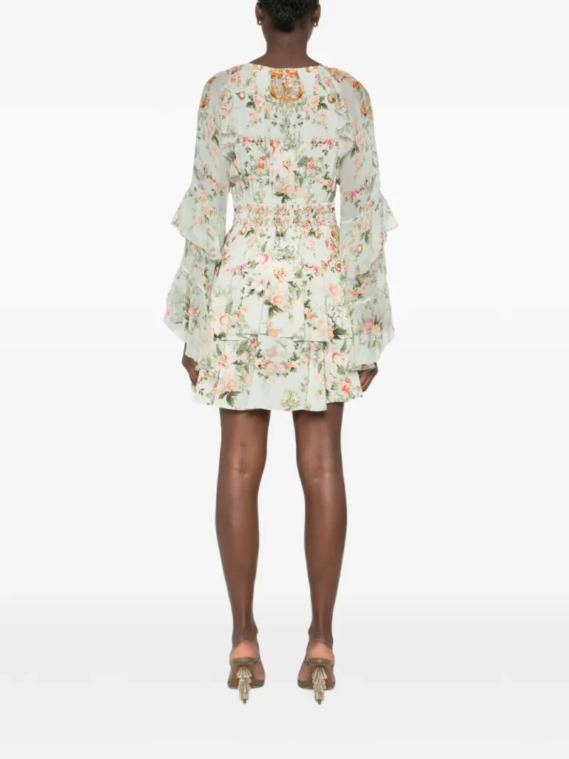 Alternative view of Rochie mini Camilla Floral-Print Ruffled verde