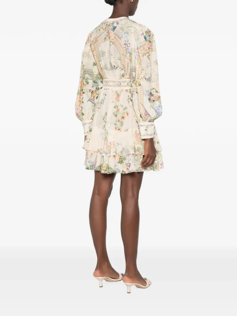 Alternative view of Rochie mini Camilla Floral-Print Tiered roz
