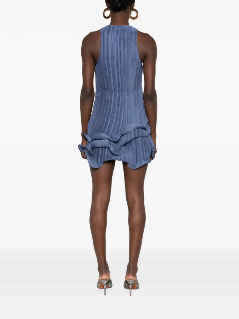 Alternative view of Rochie mini Cult Gaia Marsa Plisse-Effect Ruffled albastru