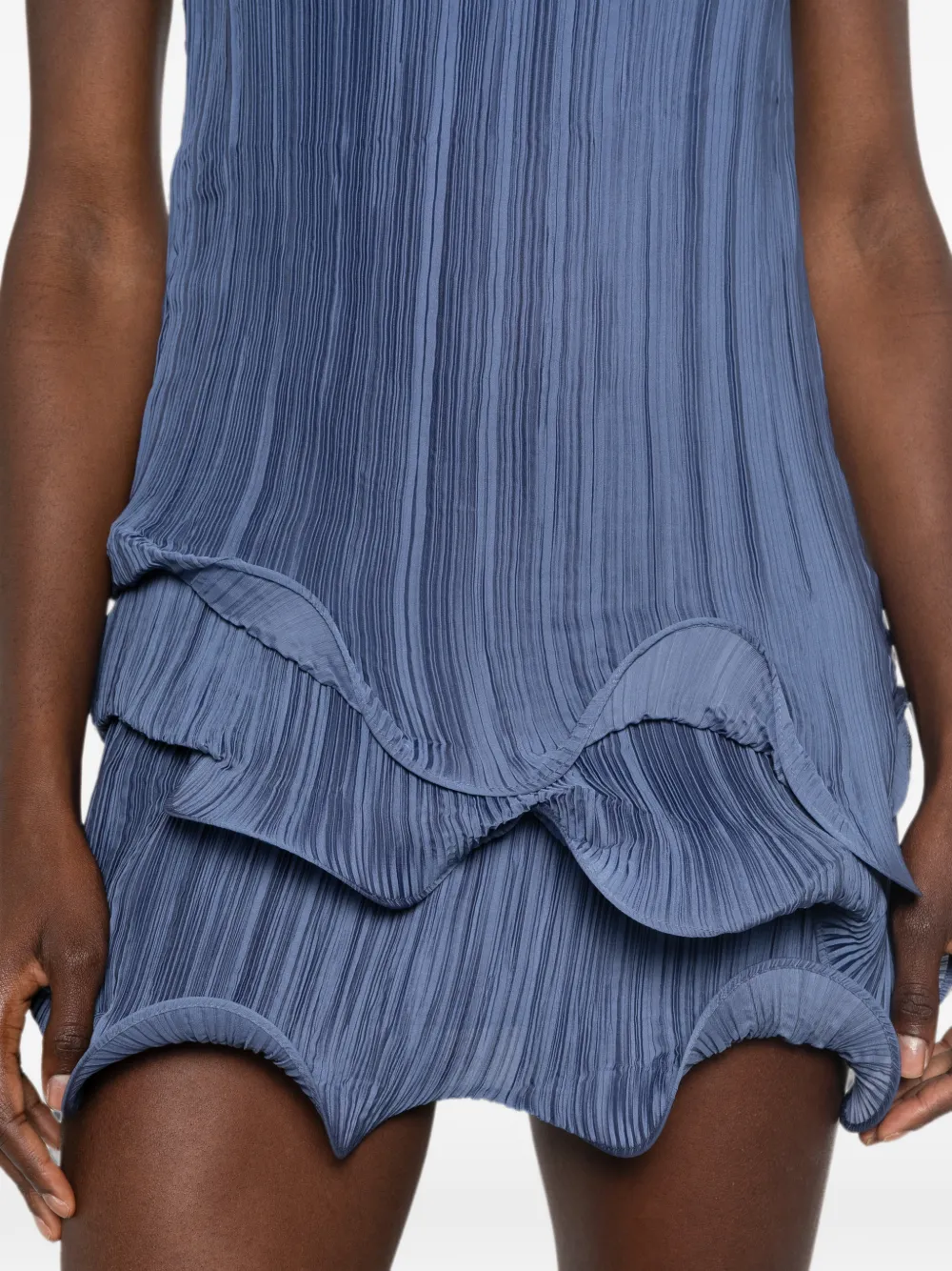 Rochie mini Cult Gaia Marsa Plisse-Effect Ruffled albastru - imagine 5