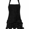 Rochie mini Cult Gaia Marsa Plisse-Effect Ruffled negru