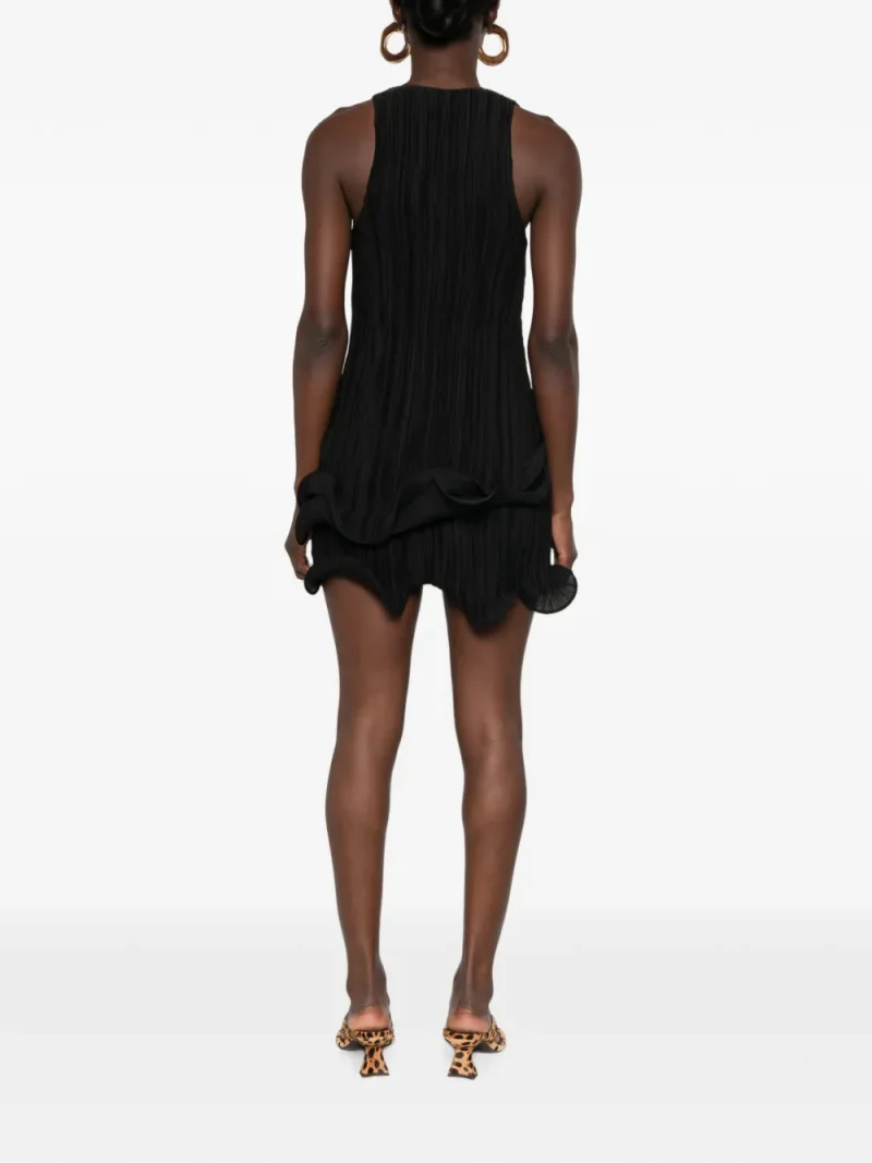 Alternative view of Rochie mini Cult Gaia Marsa Plisse-Effect Ruffled negru