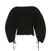 Top Cult Gaia Bega Plisse-Effect Balloon-Sleeve negru