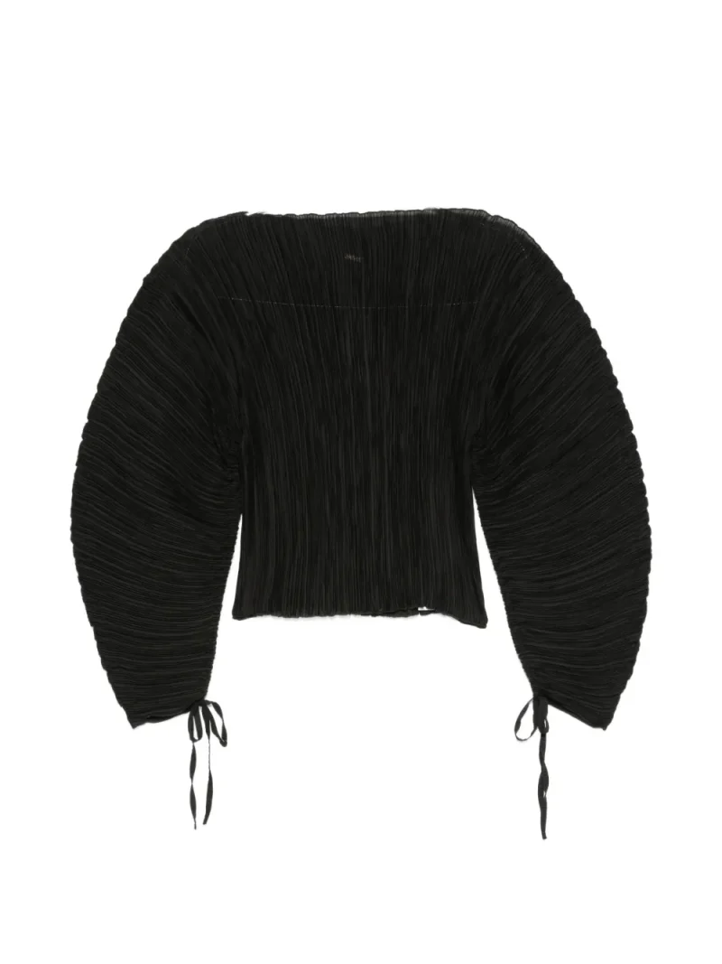Top Cult Gaia Bega Plisse-Effect Balloon-Sleeve negru
