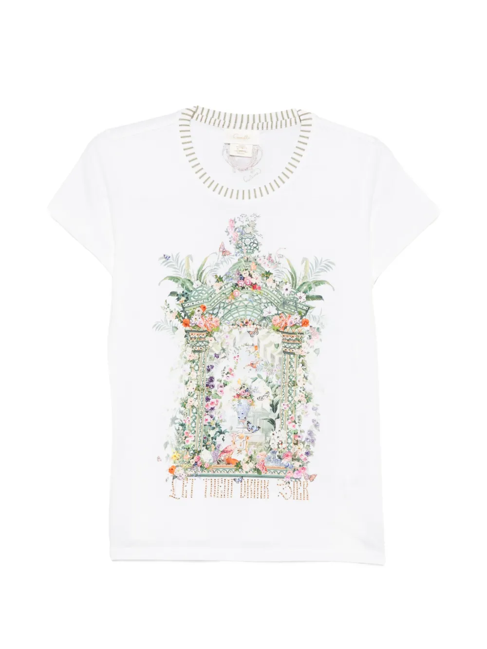 Tricou Camilla Graphic-Print Organic-Cotton alb