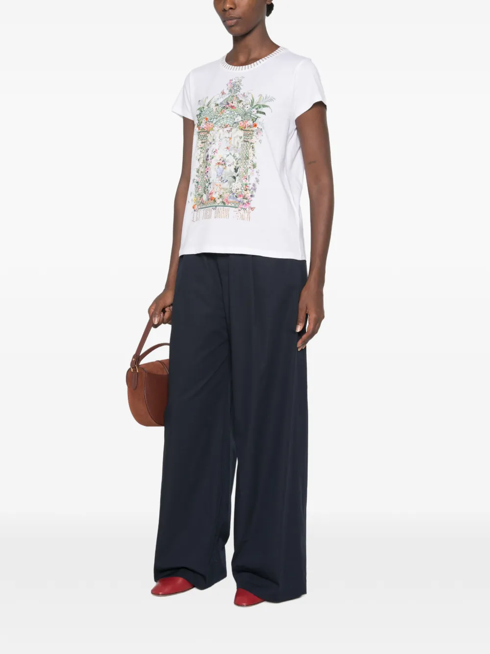 Tricou Camilla Graphic-Print Organic-Cotton alb - imagine 4