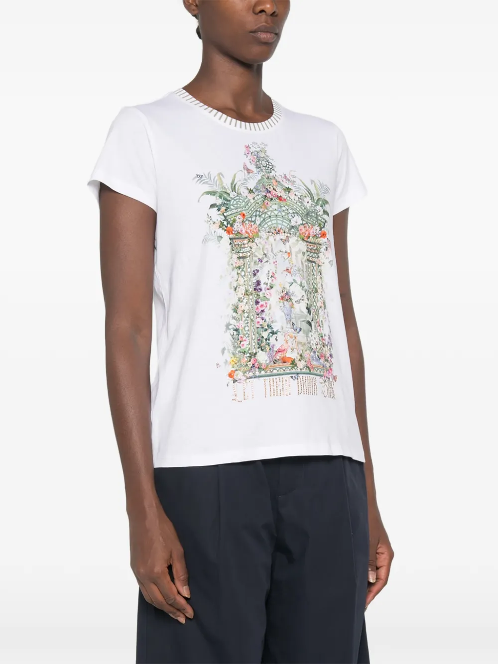 Tricou Camilla Graphic-Print Organic-Cotton alb - imagine 3