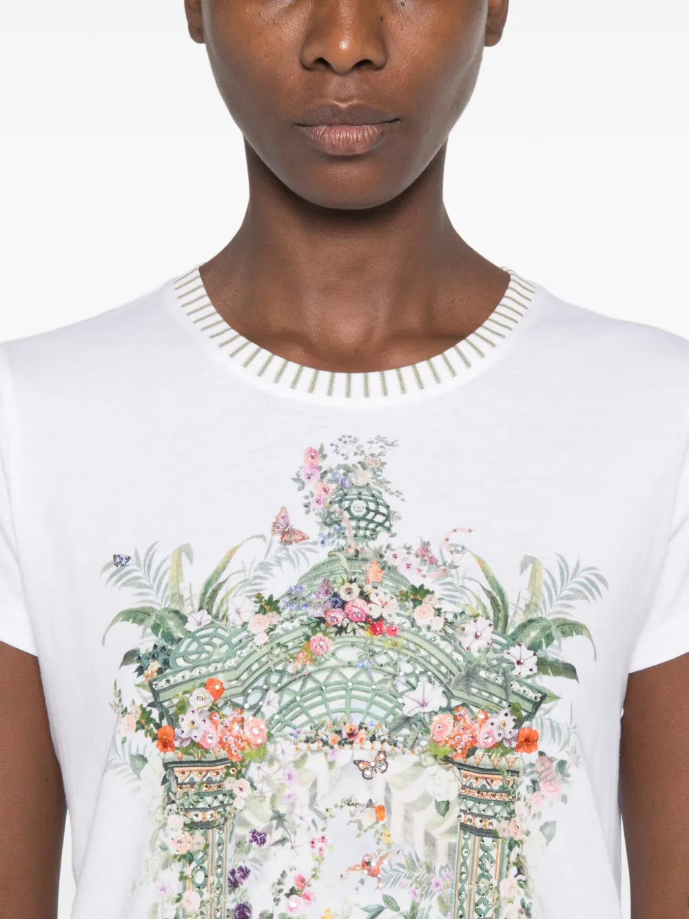 Tricou Camilla Graphic-Print Organic-Cotton alb - imagine 5
