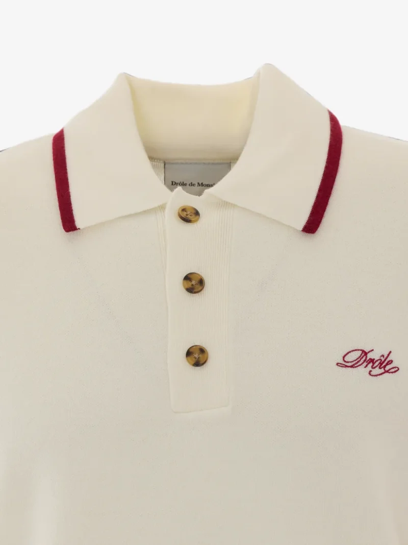 Tricou Drole De Monsieur Embroidered-Logo ecru - imagine 3