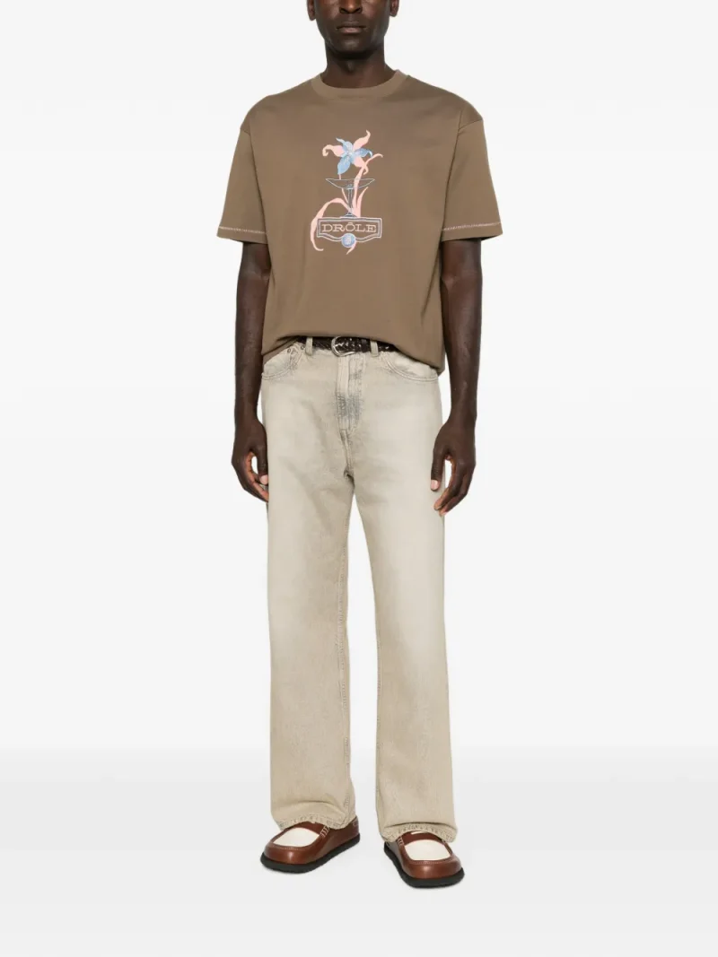 Tricou Drole De Monsieur Graphic-Print khaki - imagine 4