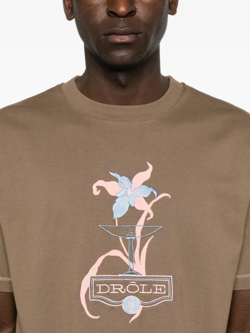 Tricou Drole De Monsieur Graphic-Print khaki - imagine 5