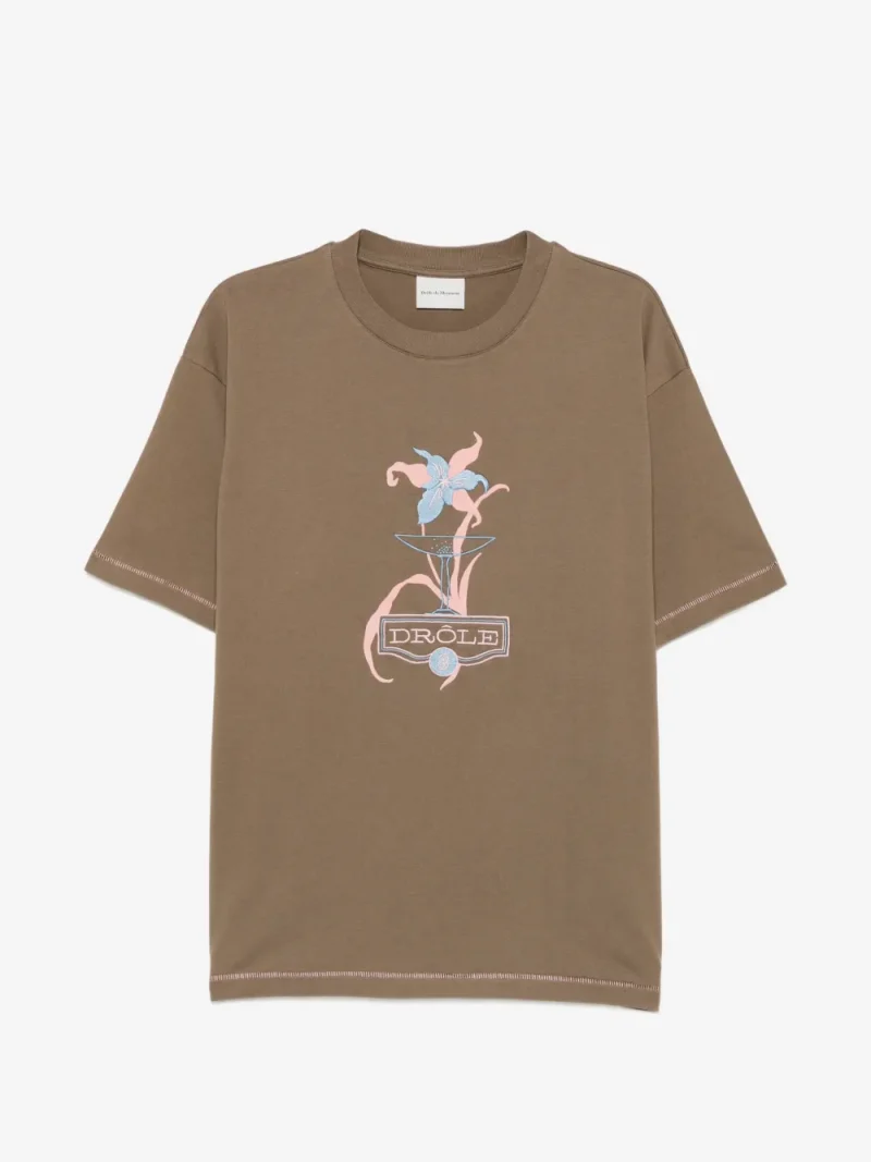 Tricou Drole De Monsieur Graphic-Print khaki