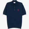 Tricou Drole De Monsieur Logo-Embroidered Knit bleumarin