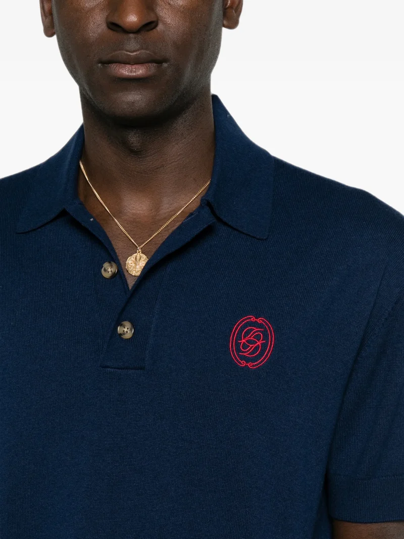 Tricou Drole De Monsieur Logo-Embroidered Knit bleumarin - imagine 5