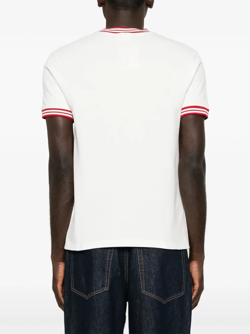Alternative view of Tricou Drole De Monsieur Logo-Embroidered Striped-Trim alb