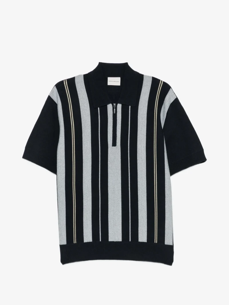 Tricou Drole De Monsieur Striped Zip-Up bleumarin
