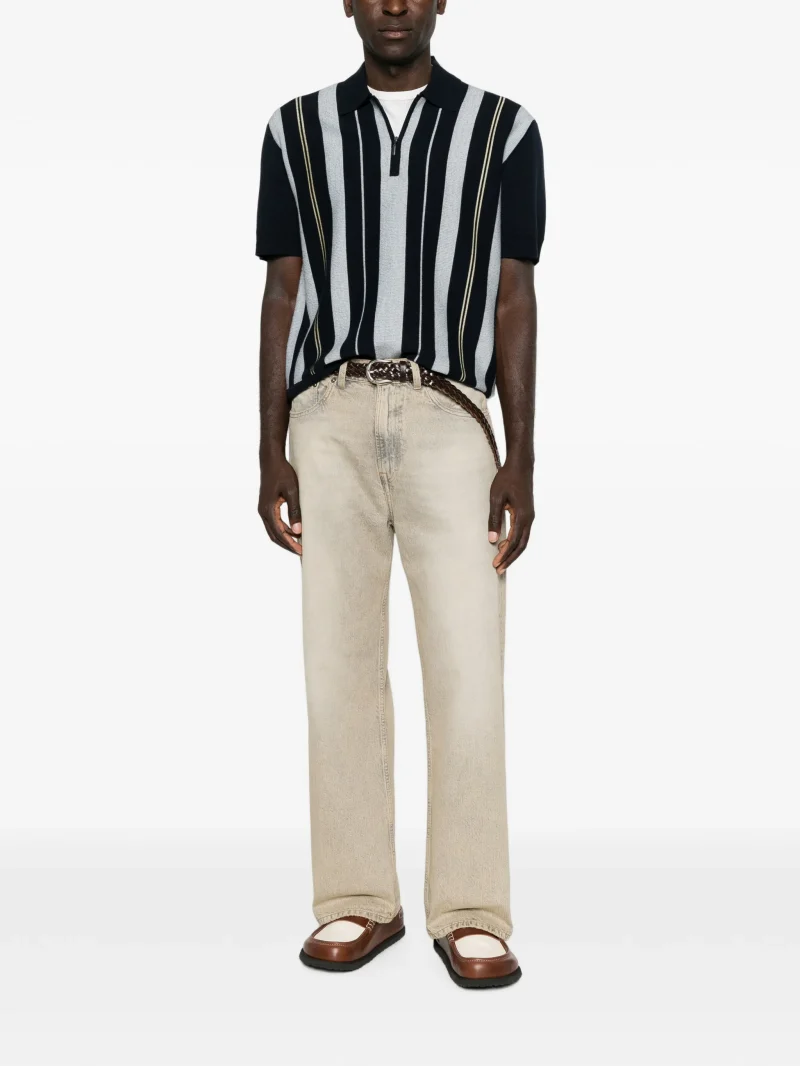 Tricou Drole De Monsieur Striped Zip-Up bleumarin - imagine 5