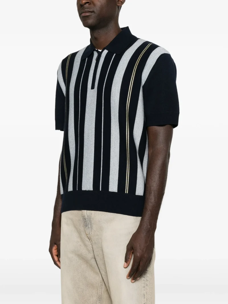 Tricou Drole De Monsieur Striped Zip-Up bleumarin - imagine 3