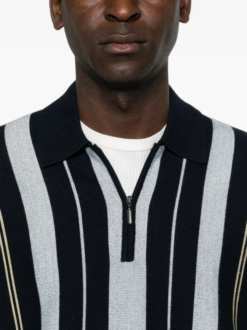Tricou Drole De Monsieur Striped Zip-Up bleumarin - imagine 4