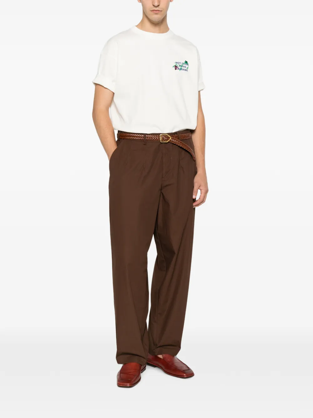 Tricou Drole De Monsieur Vine Embroidered alb - imagine 4