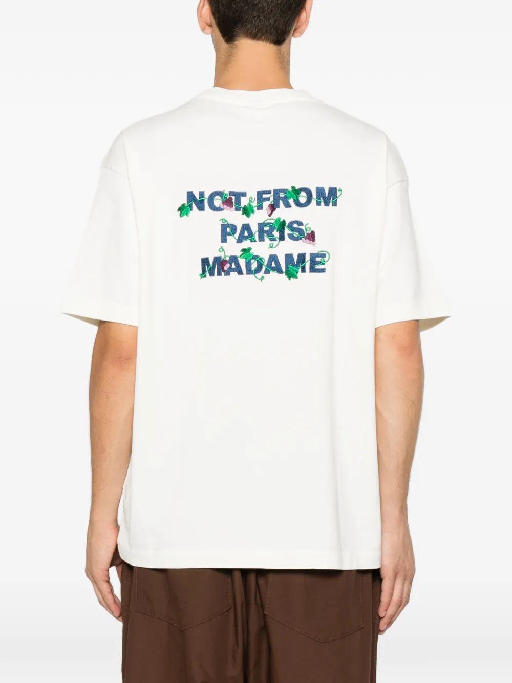 Tricou Drole De Monsieur Vine Embroidered alb - imagine 2