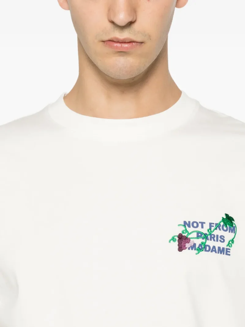 Tricou Drole De Monsieur Vine Embroidered alb - imagine 5