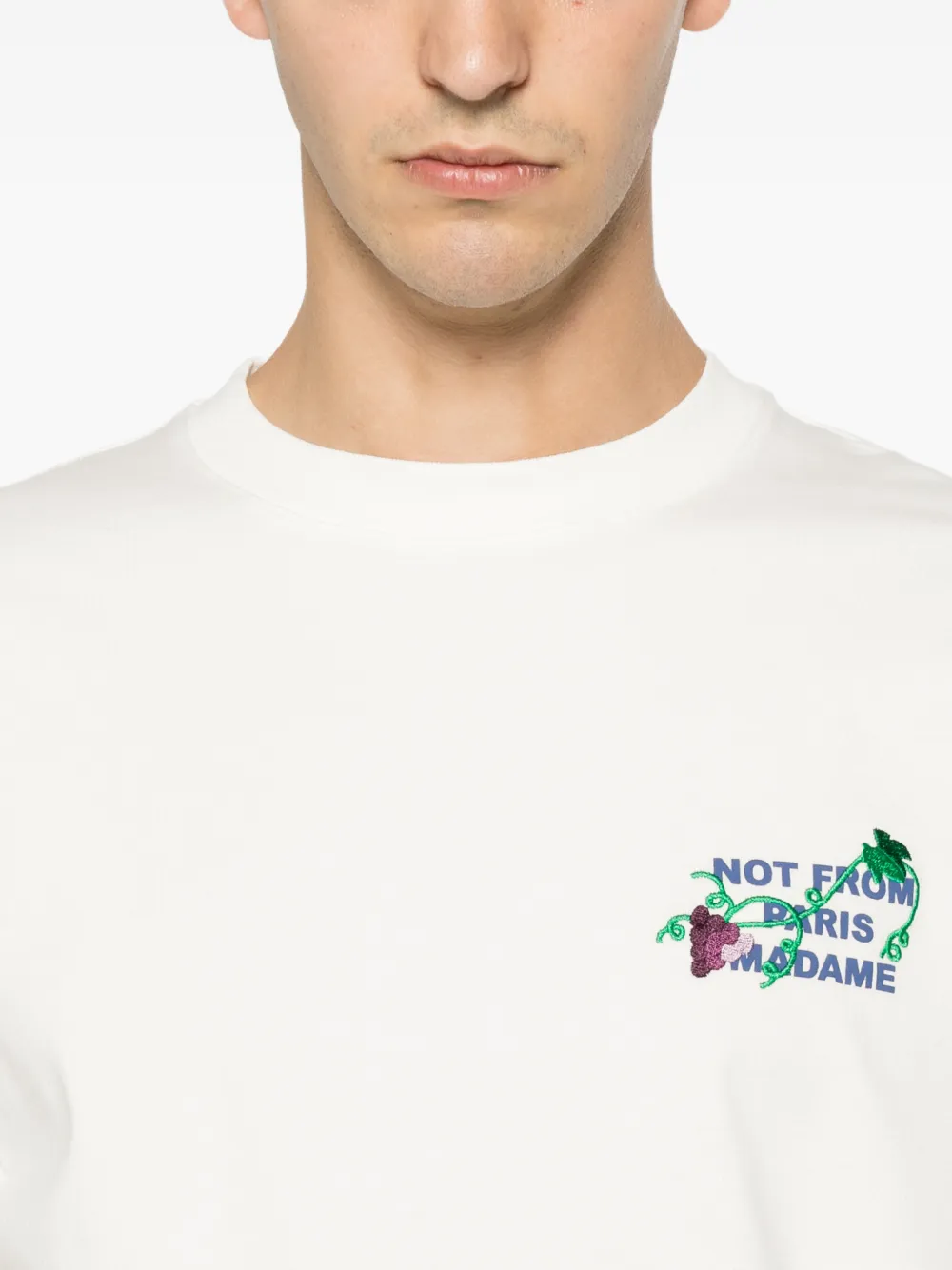 Tricou Drole De Monsieur Vine Embroidered alb - imagine 5
